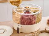 9.6L 6 Grid Rice Grain One Click Operation Rotating Cereal Storage Container Dry Food V1294-YM0901-3117230441311
