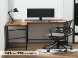 Artiss Computer Desk L-Shape CPU Stand Brown 147CM MET-DESK-L-003-BR