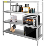 VEVOR Storage Shelf, 4-Tier Stainless Steel Shelving, Storage Shelving Unit, 70.9 x 17.7 x 59.1 Inch V952-BXGHJYCCBD72413JDV0