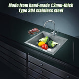 530x505mm Handmade Stainless Steel Topmount Kitchen Laundry Sink with Waste V63-798957