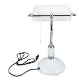 Bankers Table White Glass Vintage Style Desk with Retro Pull Chain Switch Reading Table V1294-YM0901-3119240001511