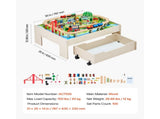 Train Table 100 PCS Wooden Kids Activity Table with Rolling Storage Drawer V952-CGKHCZ312513ALK2I001V0