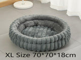 Faux Rabbit Fur Round Pet Bed With Removable Liner, Warm Plush All Season Dog Cat Nest, Grey, Size V1221-XM-LB2809-GM115