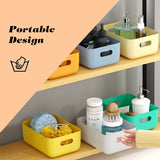 Plastic Storage Basket, 7 Pack Stackable Storage Baskets With Handles For Kitchen Shelf, Bathroom, V1188-MS-227-1172