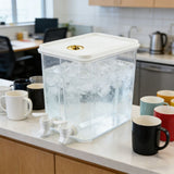 Double Compartment Beverage Dispenser, 8L Capacity Iced Tea and Mixed Drinks, Leak-Proof Design V1192-AZ-W-24350