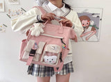 Cute Backpack with Cute Pin Accessories Plush Pendant Cute School Backpack Cute Aesthetic V1370-AZ4-06113