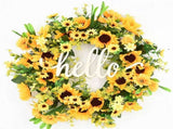Sunflower Garland Door Ornament Ins Nordic Sunflower Decoration Hello Hanging Ornament V1294-YM0715-211029DY08-2