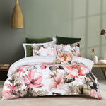 Bianca Eliana White Floral Printed Cotton Sateen Quilt Cover Set Queen V442-BCA-QUILTCS-ELIANA-WHITE-QS