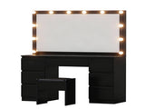 Artiss Dressing Table Vanity Desk Set Stool 12 Led Bulbs Black FURNI-N-DRESS02-LED-BK-AB