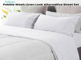 Ramesses White Pebble Wash Linen Look Alternative Sheet Set Double V442-KIT-SHEETS-PEBBLEWASHLINEN-WHITE-DS