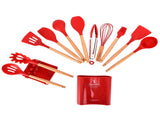 13Pcs Silicone Cooking Utensils Set Non Stick Spatula Shovel Wooden Handle Cooking Tools Set Kitchen V1294-YM0523-3118210305811