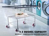 Wire Laundry Cart Wire Laundry Basket 4.5 Bushel Heavy Duty w/ 5'' Wheels V952-XYCDG200F-D000001V0