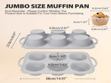 3Pcs Silicone Muffin Pan 6, 12 and 24 Cup with Metal Frame, Non Stick Jumbo Cupcake Pan with V1258-DP02-F-209