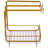 1Set Kitchen Draining Rack Golden Sponge Holder with Open Drain Design V1369-AZ3-W-18123