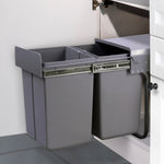 Cefito Pull Out Bin Kitchen Double Basket 2X20L Grey POT-BIN-20L-SET