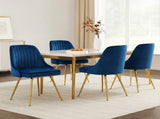 Artiss Dining Chairs Set of 4 Velvet Channel Tufted Blue UPHO-D-DIN203C-VEL-BLX4