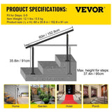 VEVOR Handrail for Outdoor Steps Aluminum Stair
Handrail Fit 0-5 Steps w/ Installation Kit V952-SNLZSLZYGL5FT1GTPV0