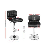 Artiss 2x Bar Stools Gas Lift Leather Padded Stool Black BA-TW-4059-BKX2