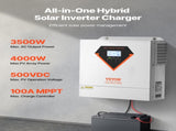 Hybrid Solar Inverter, 3500W, All in One Pure Sine Wave Power Inverter Charger, 220V AC, with V952-LWGPNKYTJ230DIY24V7