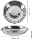 10 Pack 10cm Stainless Steel Dipping Dishes, Reusable Sauce Appetizer Plates for Camping, Silver V1188-MS-721-293