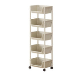 5-Tier Plastic Rolling Utility Cart, Cart Organizer for Bedroom, Multi Purpose Narrow V1192-AZ-W-33732
