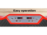 Everfit Vibration Machine Platform Vibrator Resistance Rope Home Fitness Red FIT-H-VP-ROUND-RD