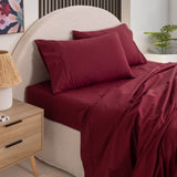 Royal Comfort Vintage Washed 100 % Cotton Sheet Set Single - Mulled Wine ABM-10002571