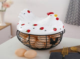 Strawberry Storage Basket Wrought Iron Basket Ceramic Egg Basket Living Room Fruit Storage Basket V1294-YM0523-220113YA01-1