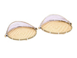2PCS Food Serving Tent Basket Hand Woven Basket Dust Proof Vegetable Fruits Bread Storage with Mesh V1294-YM0901-3111250228711