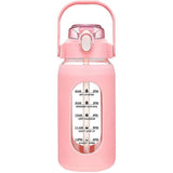 64Oz Glass Water Bottles with Straw, Glass Bottle with Silicone Sleeve and Time Marker, for Gym Home V1192-AZ-W-23214