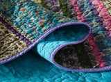 Grenn Teal Boho style Printed Bedspread Quilt Set Pillowcases V745-MAC06193Q13U