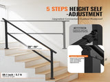 Handrails for Outdoor Steps, 5 Step Stair Hand Rail Kit, Transitional Carbon Steel Railings with V952-FGDHGZLSLZFSXI0DBV0