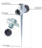 8 Pack 1/2 inch Zinc Alloy Lawn Sprinkler Spike Base, Water Flow Thru Sprinkler for Yard, Lawn, V1258-DP02-WO-830