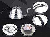 304 Stainless Steel Pour Over Coffee Gooseneck Kettle Teapot with Thermometer Home 1.2L V1294-YM0722-JY03666-02