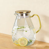 2.2 Liter Diamond Glass Pitcher, Water Carafe With Golden Lid Spout Handle, Hot Cold Resistant Jug V1369-AZ3-W-15188