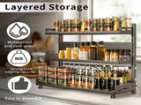 3-Tier Large Kitchen Spice Rack Anti-Rust Organizer Shelf, Height Adjustable Storage Rack AU V767-JJ-ZZ1631