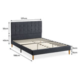 Levede Fabric Bed Frame Double Mattress Grey BF1041-D-GY