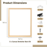 3PCS DIY Canvas Stretcher Bars Kit, 15.7" x 19.7" Solid Wood Frames, Removable Lightweight V1369-AZ3-W-08828