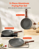 Frying Pan Skillet, Aluminum Egg Fry Pans, 3 Piece Set , Nonsitck Heavy-Duty V952-LCGSJTMFSTC9SVAUG001V0