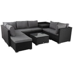 Large Modular Outdoor Ottoman Lounge Set in Black V264-OTF-509S-541S-BLK