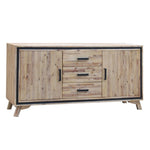 Buffet Sideboard in Silver Brush Colour with Solid Acacia & Veneer Wooden Frame Storage Cabinet with V43-BFT-SSH