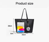 Women's Large Capacity PU Leather Tote Bag, Elegant Shoulder Bag for Work Shopping Party, Black V1188-MS-325-0320