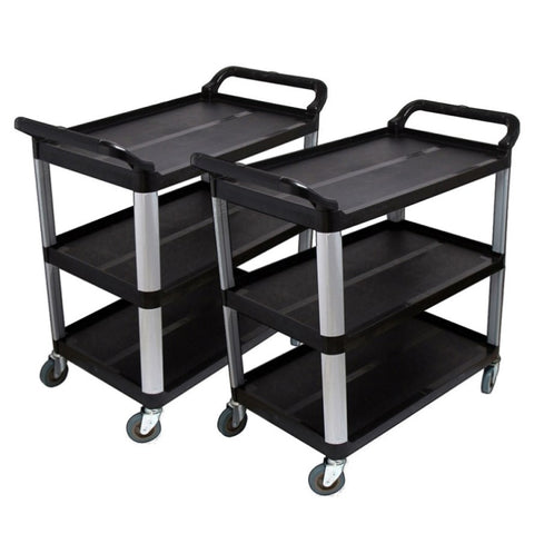 SOGA 2X 3 Tier Food Trolley Food Waste Cart Food Utility Mechanic Kitchen Large FOODCARTRUBBISHLX2