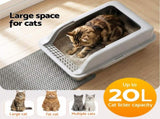 i.Pet Cat Litter Box Stainless Steel Large Semi-Enclosed Pet Kitty Toilet Grey PET-CLB-STL-LTGR