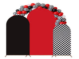 3PCS Arch Backdrop Cover Set, Black Red and Checkerboard, Includes 4 x 1.65, 5 x 2.1, 6 x 2.6 V1192-AZ-W-18452
