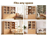 Artiss Buffet Sideboard Cabinets X2 180cm Hutch Storage Kitchen Drawer Door Wood FUR-C-GLASS-SID180-WD-ABCX2