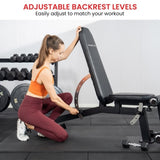 Powertrain Multi Workout Bench with Transport Wheels and Adjustable Backrest WBD-JX-190