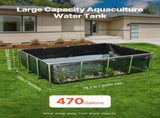 Canvas Fish Pond, 1781.3L Above Ground Fish Pond, PVC Koi Tank with Clear Viewing Panel, Rectangular V952-DSYCHSDTMC21LEAON002V0