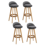 Artiss 4x Bar Stools Padded Linen Wooden Grey BENT-C-9004H-GYX4