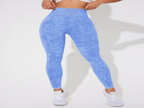 Seamless High Waisted Yoga Leggings 2 PCS Solid Black and Sand Washed Blue Size S Moisture Wicking V888-ELOSUNG44835